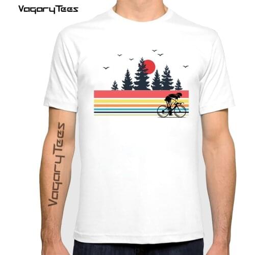 Fashion Retro Bicycle Cycling Mountain Bike Outdoor Cyclist Print tshirt Creative Road Bike White Print Hipster Man tshirt