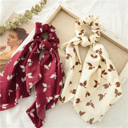 Fashion Floral Print Scrunchies Women Elastic Hair Bands Bohemian Streamers Bow Hair Scarf Hair Rope Ties Girls Hair Accessories