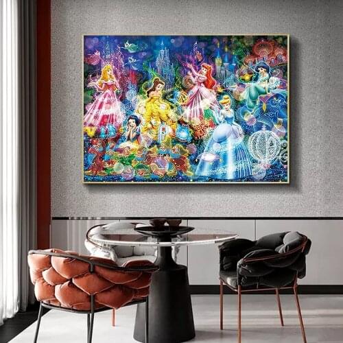 Disney 5D DIY Diamond Painting Princess and Seven Dwarfs Cross Stitch Set Cartoon Painting Square/Round Home Decoration Gift