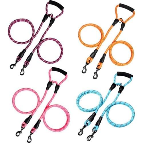Walk 2 Dog Leash Nylon Dog Traction Rope Double Head Dog Leash Twin Dogs Leashes Splitter Pet Walking Running Training Lead