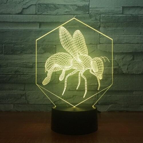 3D Night Light 7 Color Changing Usb Led Bees Table Lamp Home Bedroom Bedside Decor Lampara Lampe Children Gift toy
