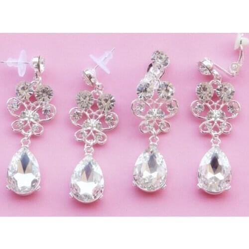 2020 New Fashion Arrival Bridal Crystal Classic Long Clip Earrings For Woman Female Jewelry Korean Simple Earrings
