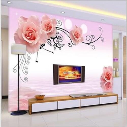 Beibehang Rose reflection PVC wallpaper 3D large bedroom living room sofa TV backdrop mural papel de parede photo wallpaper