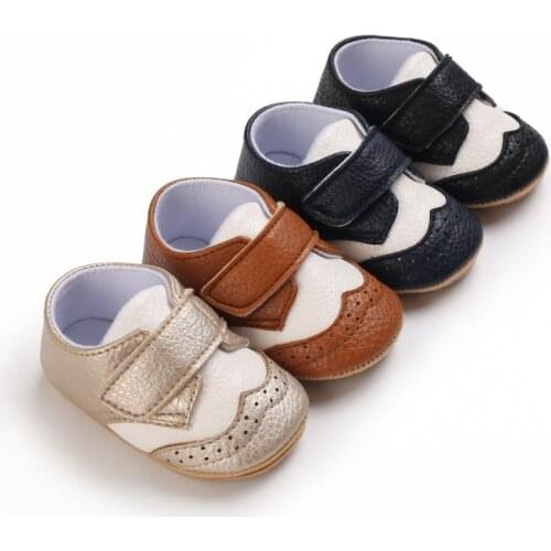 Newborn Baby Shoes Boys Girls Solid Color Casual Soft-sole Non-slip Flat PU Leather Toddler First Walkers Crib Shoes 0-18month