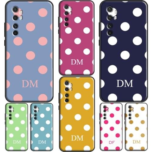 INITIAL Polka Dots Spot PERSONALISED For Xiaomi Mi Note 10 Lite Case Mi 10 Ultra Mi 10 Pro 9 T A3 For POCO X3 F1 F2 Pro Case