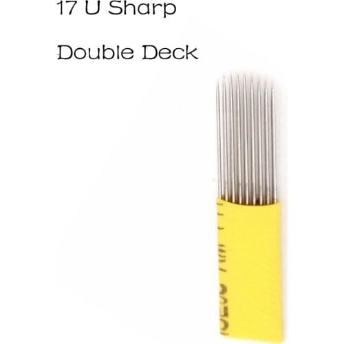 Tattoo Needle 17 Pin Double Deck U sharp Permanent Makeup Eyebrow Tattoo Blade by Manual Handle pen