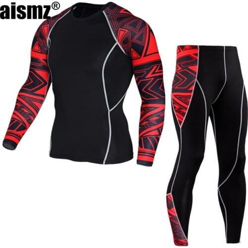 Aismz Top quality new thermal underwear men underwear sets compression sweat quick drying thermo underwear men clothing