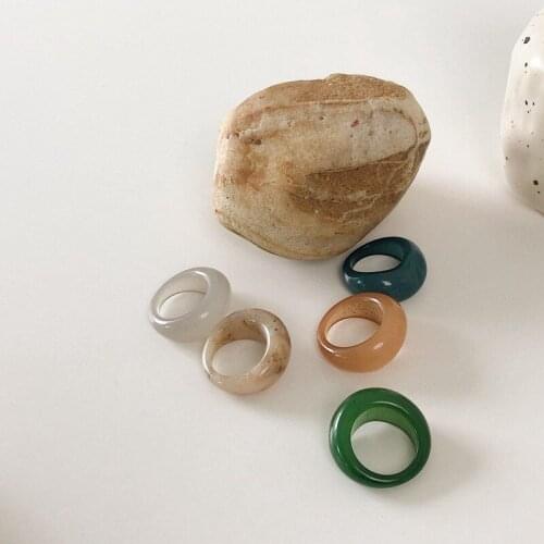 TIMEONLY Retro Circle Square Fan-shaped Resin Ring for Women Lady Jewellery Multi Color Charm Rings Statement Festival Gifts