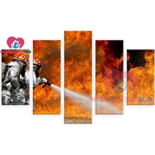 Fireman Diamond embroidery triptych Pictures of crystals Diamond mosaic full square rhinestones Modular pictures needlework diy