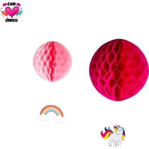 Conunico Unicorn Theme Decoration Birthday Party Supplies Paper Garland Paper Pompom Honeycomb Wedding Kids Rainbow UC2608