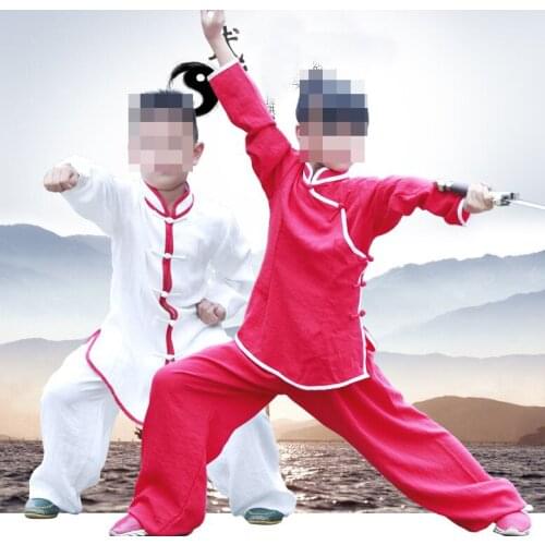 Unisex kidsr high-grade linen/fax wudang tai chi suits wushu kungfu clothing uniforms children kung fu suit
