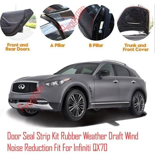 Door Seal Strip Kit Self Adhesive Window Engine Cover Soundproof Rubber Weather Draft Wind Noise Reduction Fit For Infiniti QX70