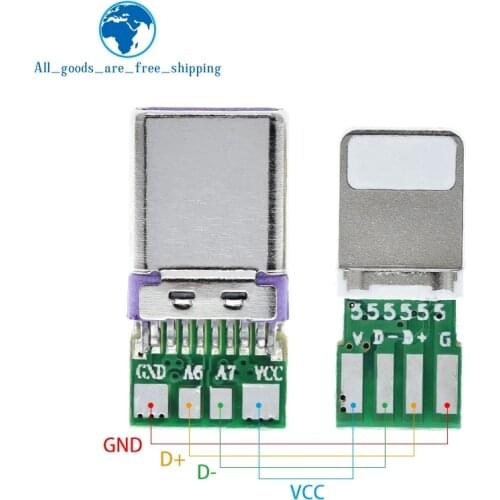 DC5V 2.5A Type-C Male USB Connector With 4Pin PCB To Lightning 8Pin USB With 4Pin PCB For Apple Iphone Data Charge Cable DIY KIT