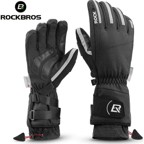 ROCKBROS Ski Gloves Waterproof Winter Snowboard Ultralight Motorcycle Thermal Windproof Touchscreen MTB Hiking Cycling Gloves