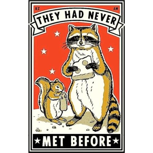 Vintage They Had Never Met before Metla Tin Sign Retro Home Kitchen Bar Pub Cartoon Wall Decor