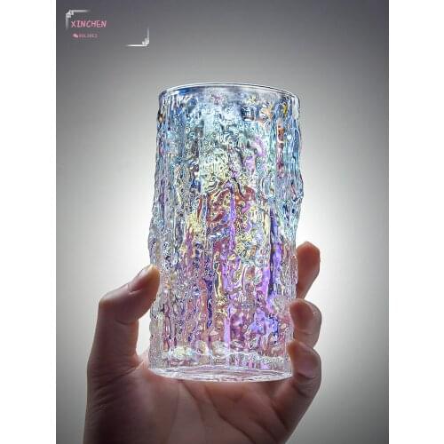 XINCHEN Household Glass Water Cup Female Ins Wind Boys Summer Beer Cup Milk Cup High-quality Glacier Pattern Big Tea Cup
