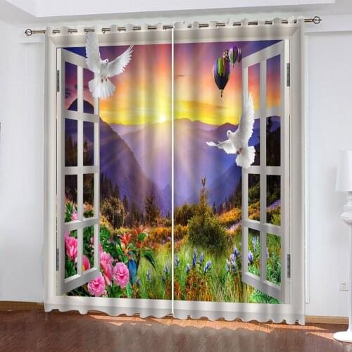 Luxury Blackout 3D Window Curtains For Living Room Bedroom purple landscape curtains window curtain