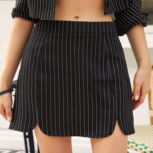 Womens Plaid Skinny Slit Mini Skirt