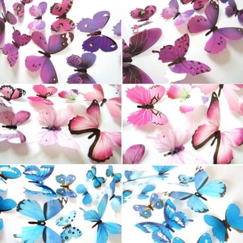 12pcs Butterflies 3D Wall Sticker Decals New Year Home Decor Butterfly wedding decorations PVC living room Wallpaper stickers