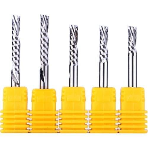 2pc SHK 3.175/4/5/6/8mm DOWN Cut One Flute Spiral Carbide Mill Tool Cutter CNC Router Milling Acrylic PVC End Mill Cutter Bits