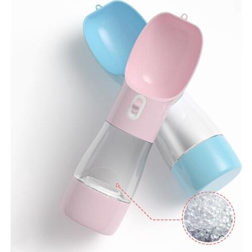 2 in 1 Pet Dog Water Bottle Feeder Bowl Portable Water Food Bottle Puppy dog cat Outdoor Walking Travel Supplies