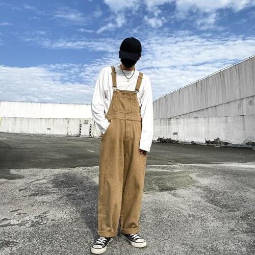 2021 Men Loose Casual Straight Bib Overalls Denim Pants Male Women Streetwear Hip Hop Vintage Couple Jumpsuit Jeans Trousers