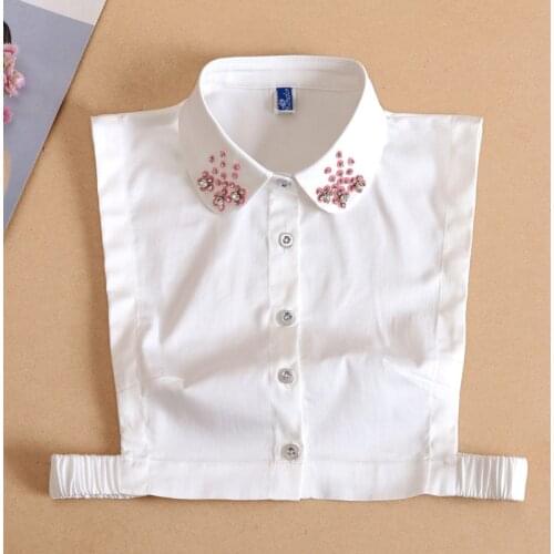 2021 Fashion White Women Fake Collar Plus Size Handmde Faux Col False Collar Shirt Nep Kraagje Tank Top Detachable Collars