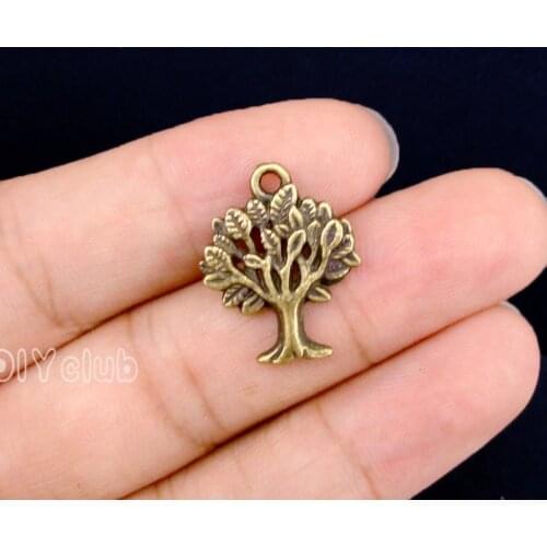 70pcs-Antique Bronze Tone Life Tree Charms Pendant 21x16mm