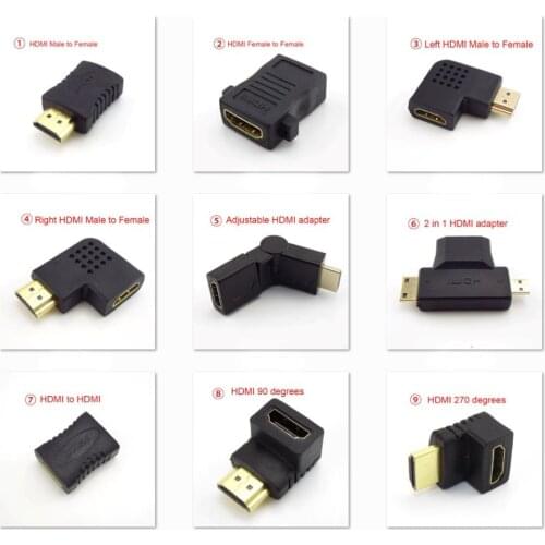 2 in 1 Male to Female HDMI-compatible Converter Mini Micro Adapter Extender Cable Laptop 1080P HDTV 90 180 270 360 Degree