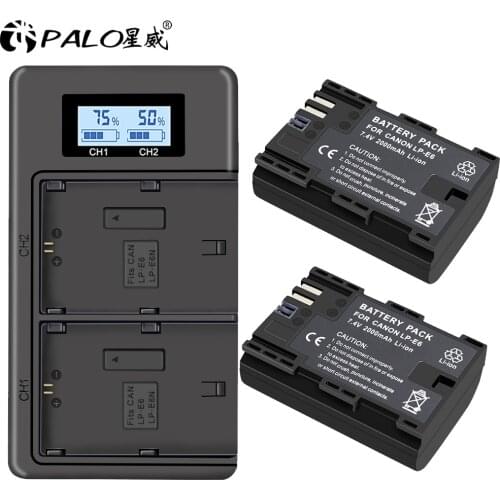PALO LP-E6 LPE6 LPE6N LP E6 Camera Battery Rechargeable Battery for Canon EOS 6D 7D 5D Mark II III IV 60D 60Da 70D 80D 5DSR
