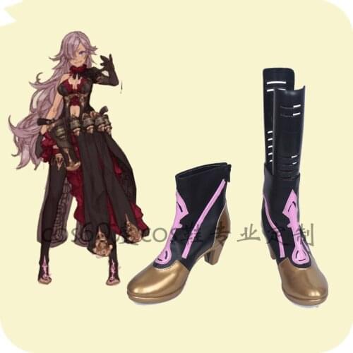 Anime Cosplay SINoALICE Black Boots Cosplay Punk Shoe Custom Made A