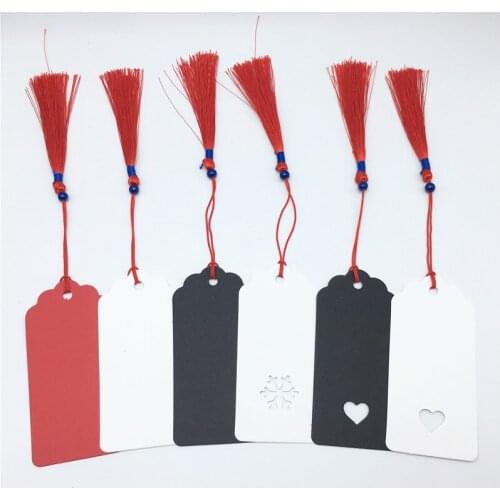 Free shipping 100pcs 9.5x4.5cm Scallop Head Kraft Gift decor Card Wedding Favor Supplies Jewelry display Hang Labels,Red tassel