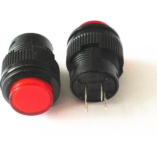 Free shipping 50PCS push button switch R16-503BD 16mm round shape non locking with red light 250v 3A 4pins
