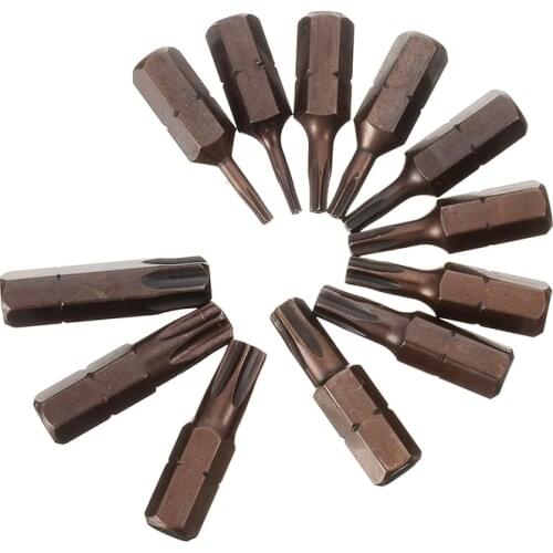 12pcs Magnetic Torx Head Screwdriver Bits 1/4''Hex Screw Driver Bits T6-T40 Torx Security For Screwdriver Repair Hand Tool Part