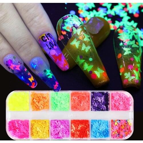 1 Box 3D Colorful Butterfly Nail Sequin 12-grids DIY Nail Art Glitter Nail Art Decoration Summer Nail Design Decor Sequins