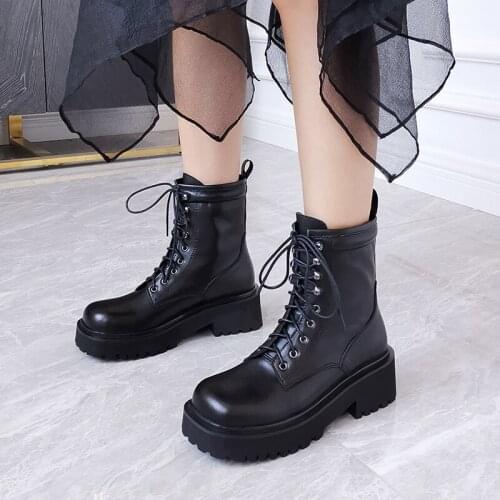 2020 Autumn winter new thick bottom joker chunky single boot Martin boot female fashion personality ankle boot X486