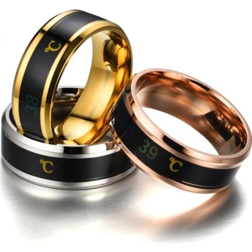 UAGE 1pc Temperature Ring Titanium Steel Emotion Feeling Intelligent Temperature Sensitive Ring for Women Men Waterproof Jewelry