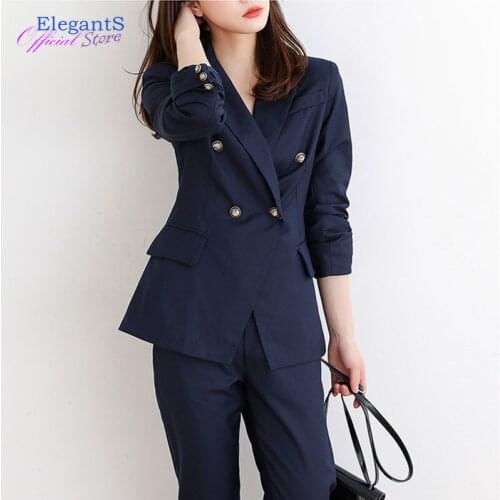 Office Work Business Pants Suits Women Professional Clothes Formal 2 Piece Blazer Set Autumn Winter Uniform Suit Female 2020 New