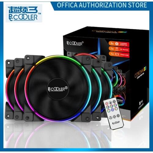 Pccooler 5PCS FRGB 12CM Computer Cooling Fan 5V/3pin 4Pin/PWM RGB Silent Fan AURA Set Motherboard Synchronization + Controller