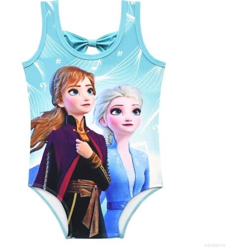 Disney Frozen Summer Baby Girl Slanted Shoulder One-piece Swimwear Kid Cartoon Beach Sloping Swimsuit Swim Wear Suit Set