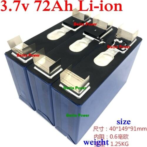 Battis lithium 3.7v 72Ah li ion battery 3C 210A 80Ah 70Ah 75Ah for 12V 14.8V EV electric vehicles power system salor inverter