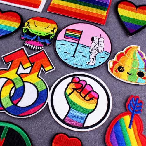 DIY LGBT Patch Pride Gay Embroidered Patches For Clothing Rainbow Patch Badges Iron on Patches On Clothes Stripes Accessories