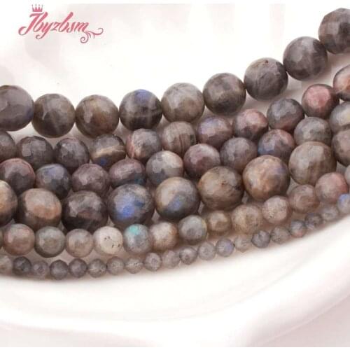 Natural Labradorite Stone Beads Round Faceted Spacer For DIY Necklace Bracelet Jewelry Making Strand 15" 6/8/10mm Free Shipping