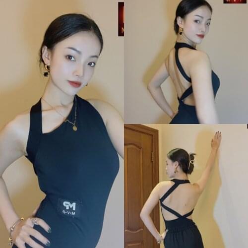 New Latin Dance Clothes Halter Top Sexy Backless With Chest Pad Latin Practice Clothes Chacha Smaba Latin Dance Clothes DQS7843