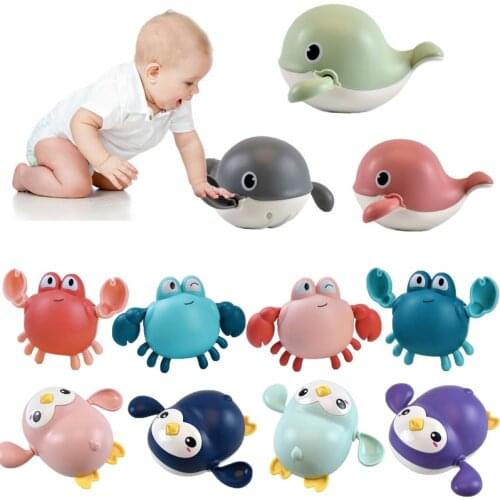 New 2021 Baby Bath Toys Cartoon Crab Penguin Whale Baby Water Toy Infant Swimming Chain Clockwork Kid Toy