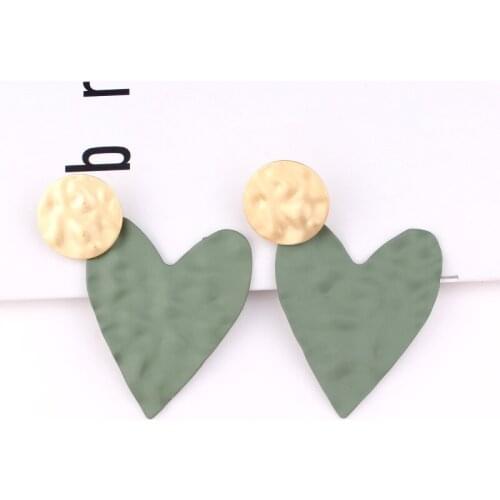 TODOX New stylish healthy women hyperbole generous drop earrings geometric sheet square Elegant female love heart stud earrings