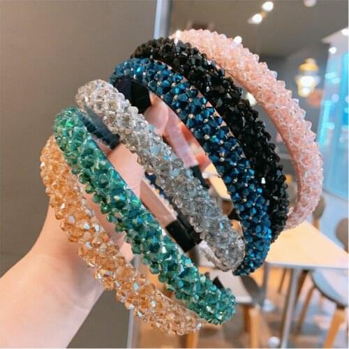 Korean Hair Band Hairpin Women Headband, Simple Crystal Flower Fabric Non-Slip Headband