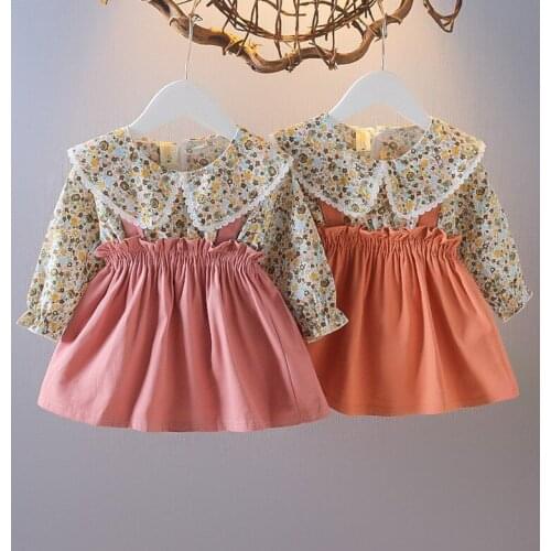 Toddler Girls' baby clothes spring autumn floral dresses for 1 2 year old girls baby clothing straight long sleeve dress