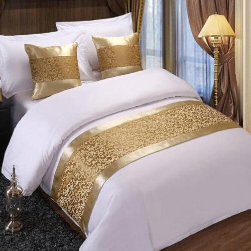 Hotel linen supplier golden bed runner