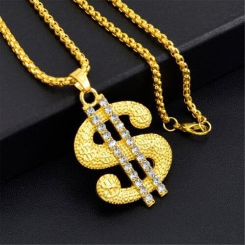 Alloy Gold Plated Dollar Sign Necklace Gangster Pimp Hip Hop Pendant Chain